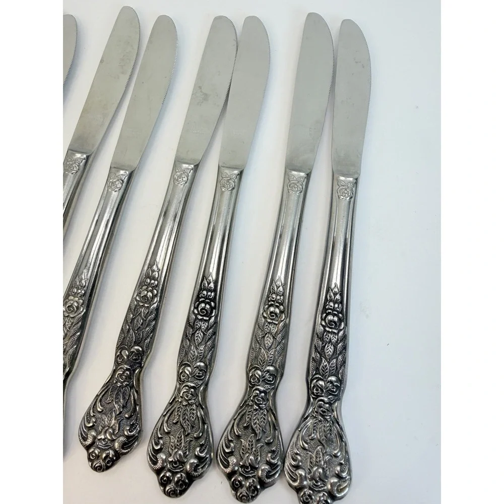 Versailles Dinner Knives Stainless by MSI Japan Set Of 11 Floral Crafting